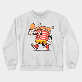 Fried chicken bucket cartoon mascot Crewneck Sweatshirt